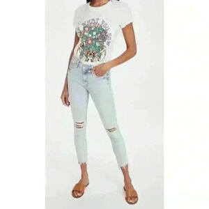 MOTHER The Stunner Zip Ankle Step Fray Jeans Rolling in the Bushes Size 26